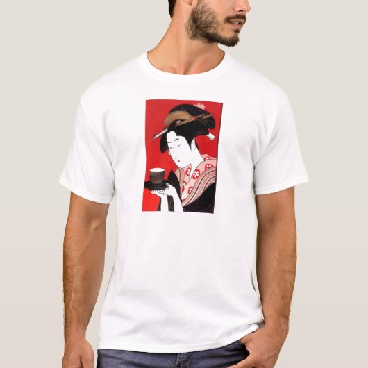 Elegante Japanse Lady Tea Serving Ceremony Art T-shirt (Voorkant)