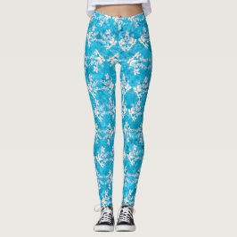 Elegante japanse sakura bloemen op blauw patroon leggings