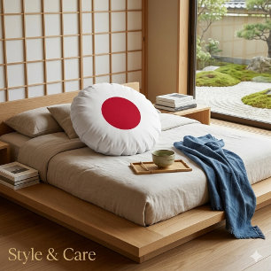 Elegante Japanse Vlag Geïnspireerde Minimalist Rond Kussen