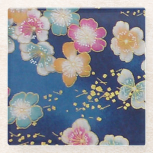 Elegante Japanse Washi Origami Moderne bloemen Glazen Onderzetter