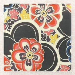 Elegante Japanse Washi Origami Moderne bloemen Glazen Onderzetter