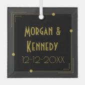 Elegante jaren '20 Art Deco bruiloft Jubileum Glas Ornament (Voorkant)