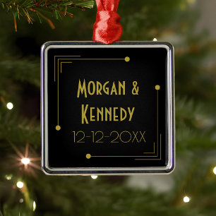 Elegante jaren '20 Art Deco bruiloft Jubileum Metalen Ornament