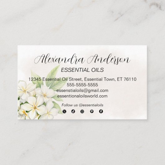 Elegante jasmijn Waterverf etherische oliën Visitekaartje (Achterkant)