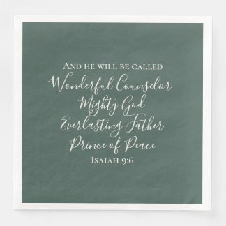 Elegante Jesaja 9:6 dennen groene kerst Servet