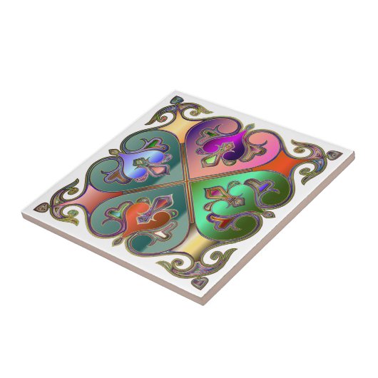 Elegante Jewel-Tone Arabesque Abstract gepersonali Tegeltje (Zijkant)