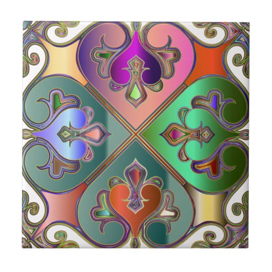 Elegante Jewel-Tone Arabesque Abstract gepersonali Tegeltje (Voorkant)