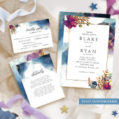 Elegante Jewel Tone Hemelse bruiloft uitnodiging