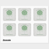 Elegante Jeweled Zen Mandala Damast Bookplate Vierkante Sticker (Vel)