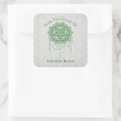 Elegante Jeweled Zen Mandala Damast Bookplate Vierkante Sticker (Tas)