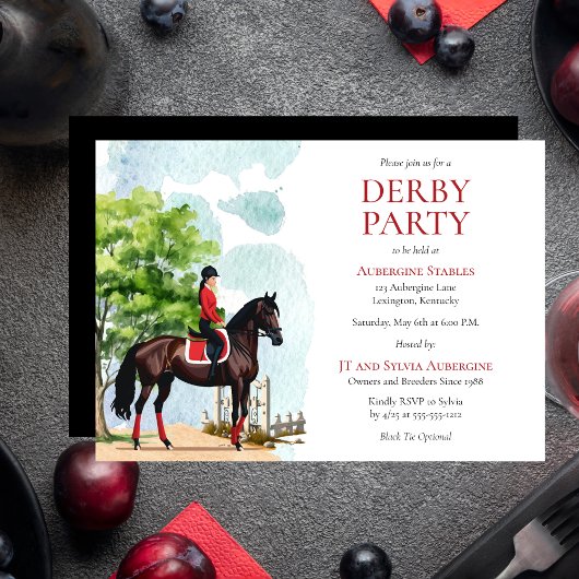 Elegante Jockey en Race Horse Derby Feest Kaart