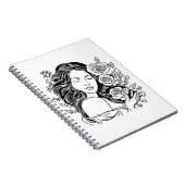 Elegante jonge vrouw rozen notitieboek (Rechterzijde)