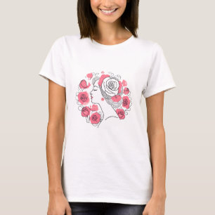 Elegante jongedame vrouw abstract roze t-shirt
