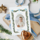 Elegante jongen eerste kerstfotokaart kaart