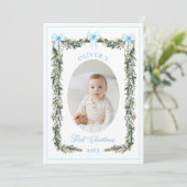 Elegante jongen eerste kerstfotokaart kaart (Staand voorkant)