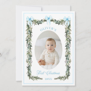Elegante jongen eerste kerstfotokaart kaart