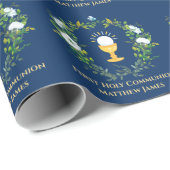 Elegante jongens marineblauwe eerste heilige commu cadeaupapier (Rol Hoek)