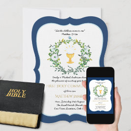 Elegante jongens marineblouse met bloemen eerste h kaart