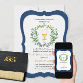 Elegante jongens marineblouse met bloemen eerste h kaart