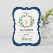 Elegante jongens marineblouse met bloemen eerste h kaart (Staand voorkant)