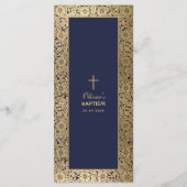 Elegante Jongensdoop Navy Blue Gold Rozen Menu (Achterkant)