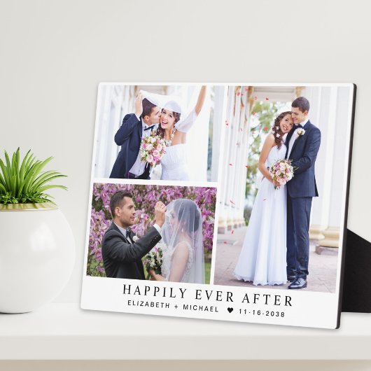 Elegante Jonggehuwden 3 Foto Collage Huwelijk Fotoplaat