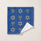 Elegante Joodse ster van David Menorah Monogram Bad Handdoek (Wasdoekje)