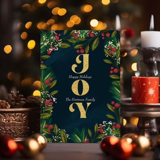 Elegante Joy Berry kerstvakantie fotokaart Kaart