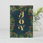 Elegante Joy Berry kerstvakantie fotokaart Kaart (Staand voorkant)