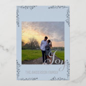 Elegante Joy Bloemen- en bladfolie Foto kaart (Voorkant)