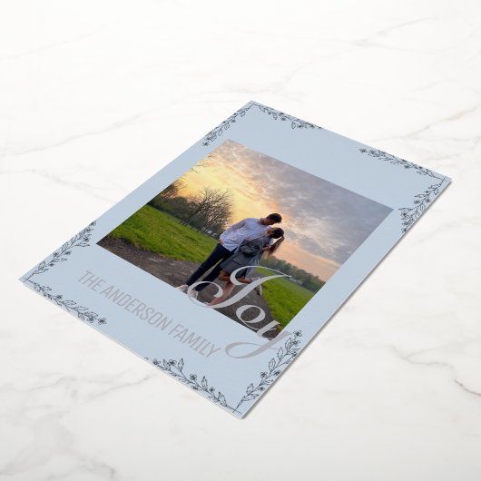 Elegante Joy Bloemen- en bladfolie Foto kaart (Gedraaid)