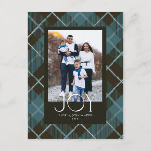 Elegante Joy Foto Black Plaid Vakantie Feestdagenkaart