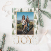 Elegante Joy Green Gold Holiday Photo Card Feestdagenkaart