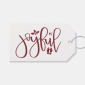 Elegante Joyful Bourgondische Script Vakantie Cadeaulabel (Voorkant (Horizontaal))