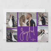 Elegante JOYFUL Multi Foto Paarse Kerst Feestdagenkaart (Voorkant)