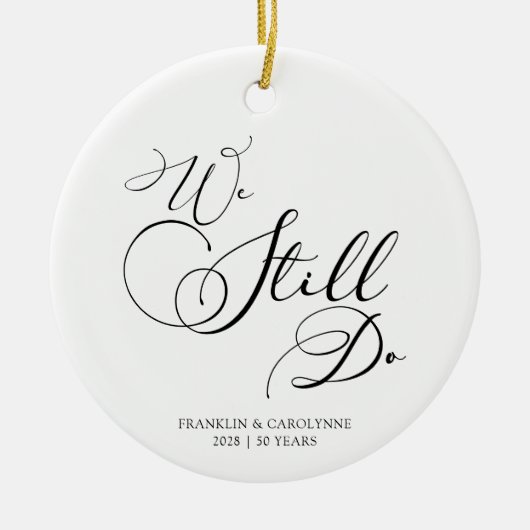 Elegante Jubileum Belofte Vernieuwing Aangepaste T Keramisch Ornament (Voorkant)
