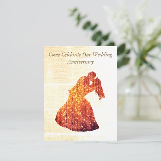 Elegante jubileum uitnodiging, Golden Couple Kaart (Staand voorkant)