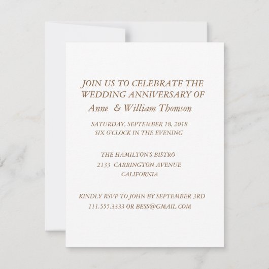 Elegante jubileum uitnodiging, Golden Couple Kaart (Achterkant)