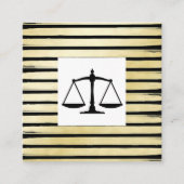 Elegante jurist zwart gouden folie gestreepte verf vierkante visitekaartje (Voorkant)