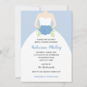 Elegante jurk bruids douche uitnodiging (blauw) (Voorkant)