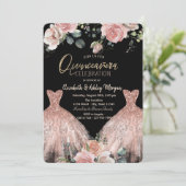 Elegante Jurk Chique Rozen Quinceanera Kaart (Staand voorkant)