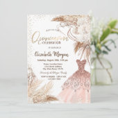 Elegante jurk, Confetti Boho Flowers Quinceañera Kaart (Staand voorkant)