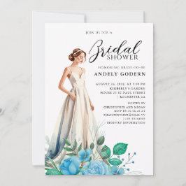 Elegante jurk illustratie met bruids douche kaart