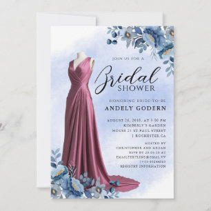 Elegante jurk illustratie met bruids douche kaart