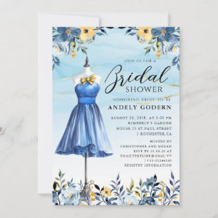 Elegante jurk illustratie met bruids douche kaart