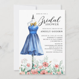 Elegante jurk illustratie met bruids douche kaart