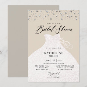 Elegante Jurk in Parels Classy Ecru Vrijgezellenfe Kaart