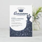 Elegante jurk & kroon Quinceañera verjaardagsfeest Kaart (Staand voorkant)