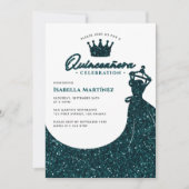 Elegante jurk & kroon Quinceañera verjaardagsfeest Kaart (Voorkant)