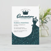 Elegante jurk & kroon Quinceañera verjaardagsfeest Kaart (Staand voorkant)